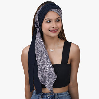 The Headscarves Beautiful Fashionable Women's Girls Cotton Printed Bow Style HeadBand With long Tails Multicolor