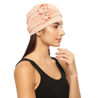 The Headscarves Women’s Chemo Headscarf Side Flower Design Free Size Elegant Comfortable