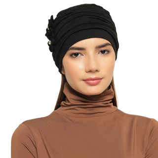 The Headscarves Women’s Chemo Headscarf Side Flower Design Free Size Elegant Comfortable