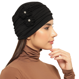 The Headscarves Women’s Chemo Headscarf Side Flower Design Free Size Elegant Comfortable