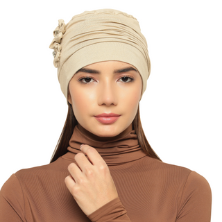 The Headscarves Women’s Chemo Headscarf Side Flower Design Free Size Elegant Comfortable