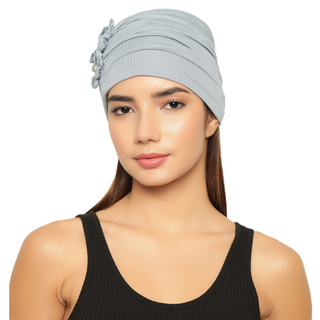 The Headscarves Women’s Chemo Headscarf Side Flower Design Free Size Elegant Comfortable