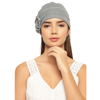 The Headscarves Women Ruffles Design with Flowers Chemo Free Size Headwear