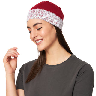 Women's Girls Beautiful Multicolor Bamboo Sleep Cap With Lace