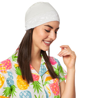 Women's Girls Beautiful Multicolor Bamboo Sleep Cap With Lace