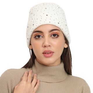 The Headscarves Women Rhinestones Beanies Inside Soft Acro Fur for Winter