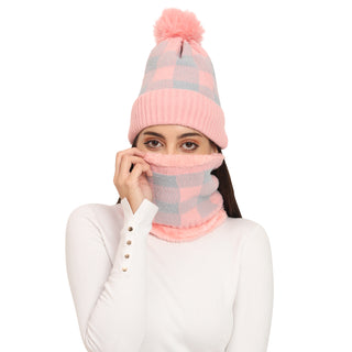 The Headscarves Women Beanies with Neck Muffler Inside Soft Acro Fur for Winter