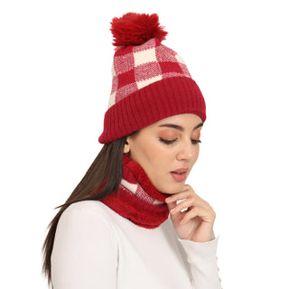 The Headscarves Women Beanies with Neck Muffler Inside Soft Acro Fur for Winter