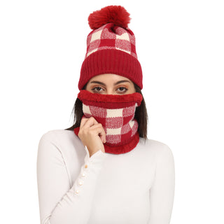 The Headscarves Women Beanies with Neck Muffler Inside Soft Acro Fur for Winter