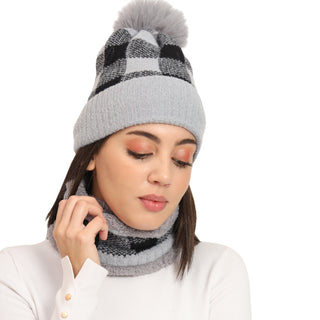 The Headscarves Women Beanies with Neck Muffler Inside Soft Acro Fur for Winter