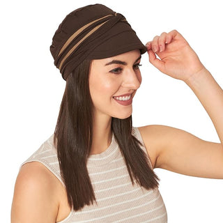 Women Visor Cap With Twisted Band Online Chemo Caps In India ( 2 Piece Set )