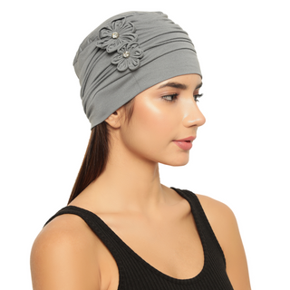 The Headscarves Women’s Chemo Headscarf Side Flower Design Free Size Elegant Comfortable