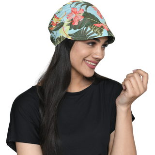 The Headscarves Women’s Printed Cotton Linen New Boy Cap Hat Chemo Hair Loss (SS260 Floral Print)
