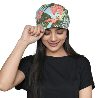 The Headscarves Women’s Printed Cotton Linen New Boy Cap Hat Chemo Hair Loss (SS260 Floral Print)
