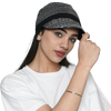 The Headscarves Bamboo Viscose NewBoys Reversible Cap with Printed Gathered Band for Women Black