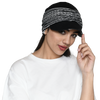 The Headscarves Bamboo Viscose NewBoys Reversible Cap with Printed Gathered Band for Women Black