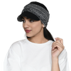 The Headscarves Bamboo Viscose NewBoys Reversible Cap with Printed Gathered Band for Women Black