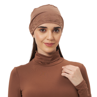 Women's Bamboo Headscarf with Rhinestones – Stylish Headwear, Soft Cotton Hijab Cap, Breathable Turban Wrap for  & Modest Fashion"