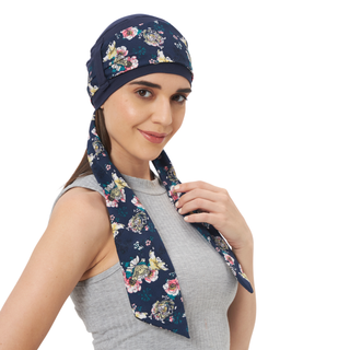 Skin-Friendly Bamboo Viscose Free Size Loop Cap with Printed Tail for Women – Headwear, Scarf Stylish Head Wrap