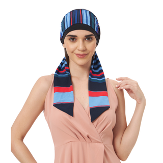 Skin-Friendly Bamboo Viscose Free Size Loop Cap with Printed Tail for Women – Headwear, Scarf Stylish Head Wrap