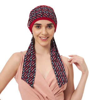 Skin-Friendly Bamboo Viscose Free Size Loop Cap with Printed Tail for Women – Headwear, Scarf Stylish Head Wrap
