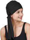 Women's Bamboo Viscose Pleated Beanie With Tails Turban  Headwear