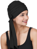 Women's Bamboo Viscose Pleated Beanie With Tails Turban  Headwear