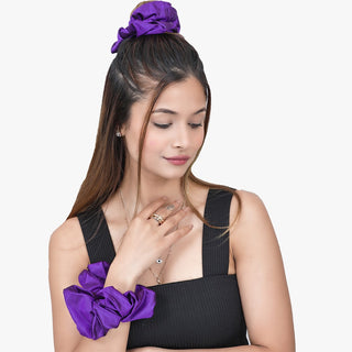 Hair Accessories Silk Satin Scrunchies Combo of 3 Scrunchies , Hair Ties Gifts For Women , Girls , Ladies Free Size