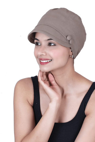 The Headscarves Cotton Linen Women Visor Cap for Chemo Hair Loss Head Wear(SS260 Multicolor)